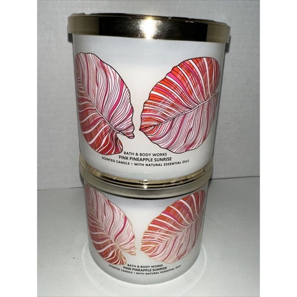PINK PINEAPPLE SUNRISE Large 3 Wick Candle 14.5 oz Bath & Body Works 2023 Lot 2 - Picture 1 of 16